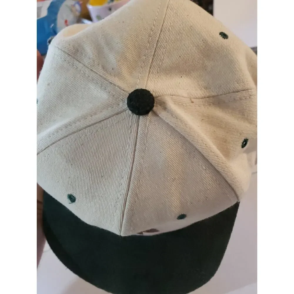 Vintage 90s San Antonio Texas Cowboy Black Suede Green Brim Strapback Hat